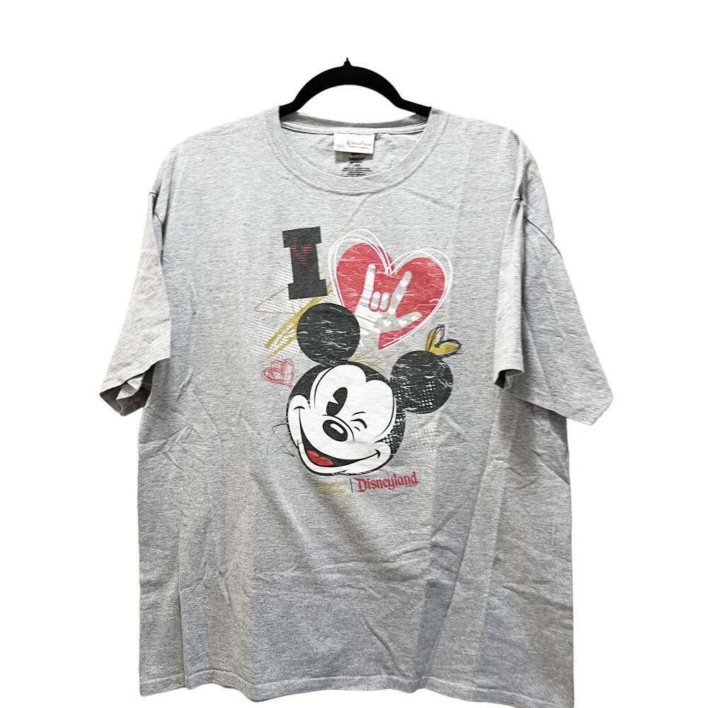 Disney Parks Authentic Original I Heart Mickey Mouse Gray Short Sleeve T-shirt L